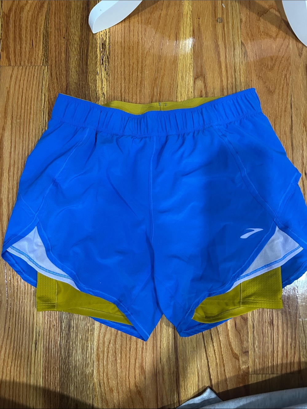 Brooks Women's Royal Blue Running Shorts with Yellow Liner
